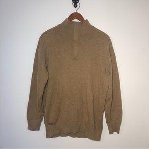 Mens Lacoste 1/4 zip sweater, tan, size 6/XL, EUC!